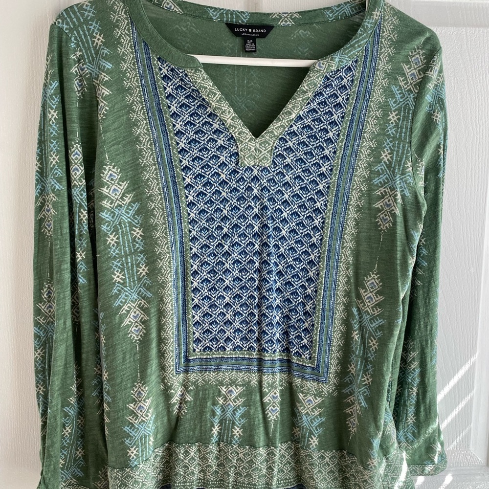 Green Lucky Brand Boho Top